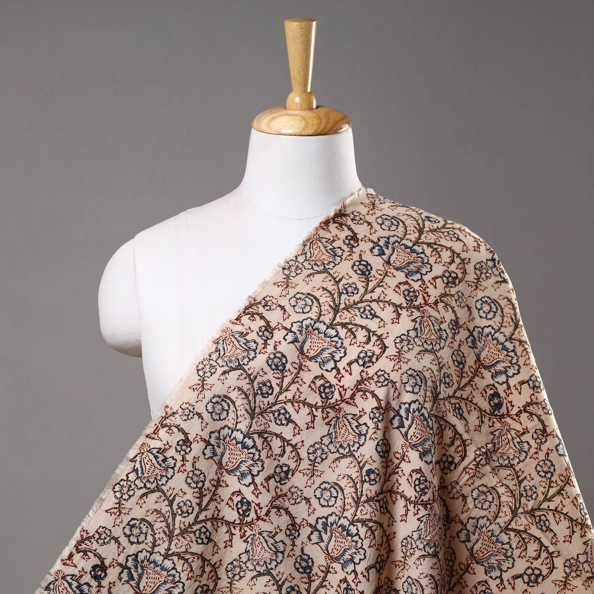 Brown - Natural Dyed Pedana Kalamkari Block Printed Handloom Cotton Towel 11