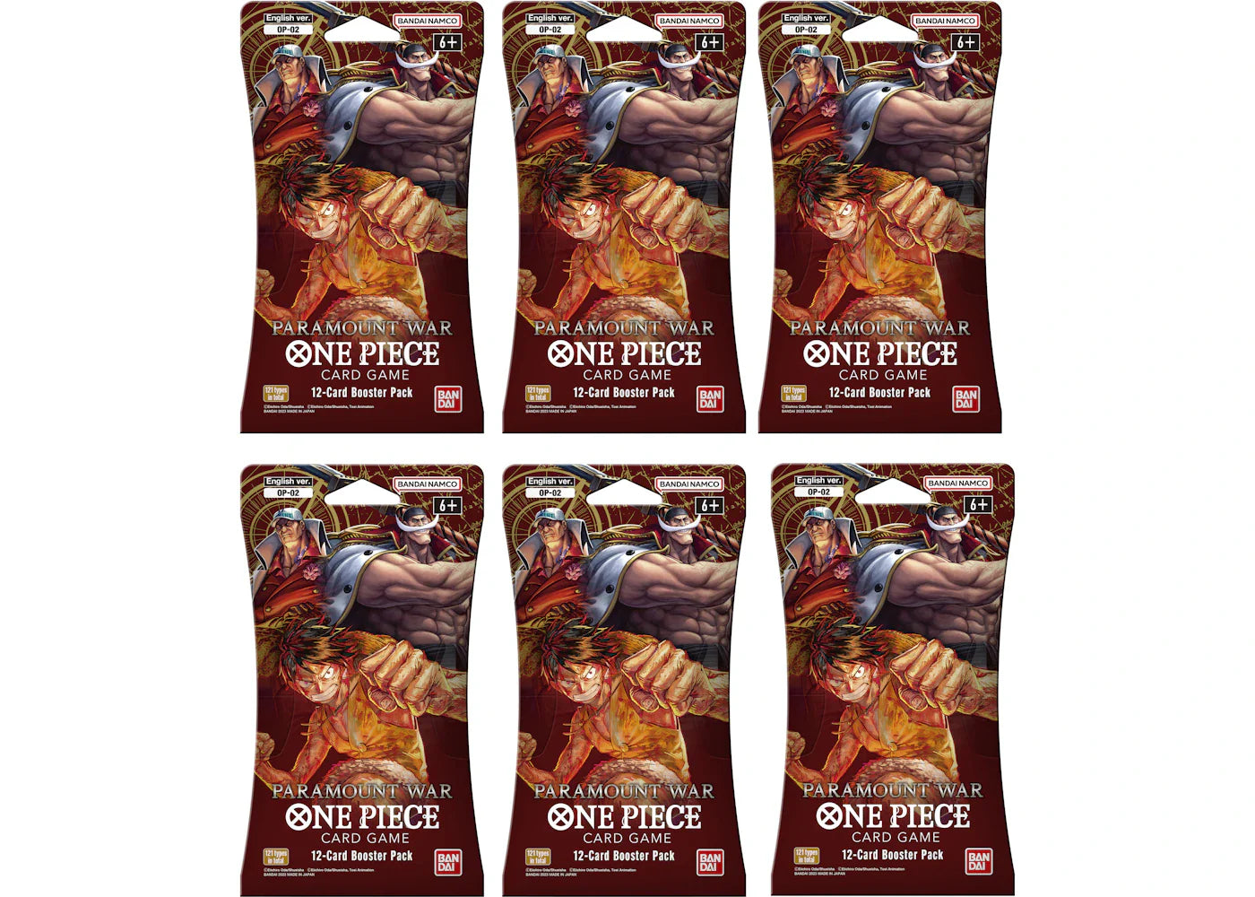 one piece paramount war booster box 2023 Bandai One Piece Card Game Paramount War Booster Pack (OP-02)  (English) 6x Lot