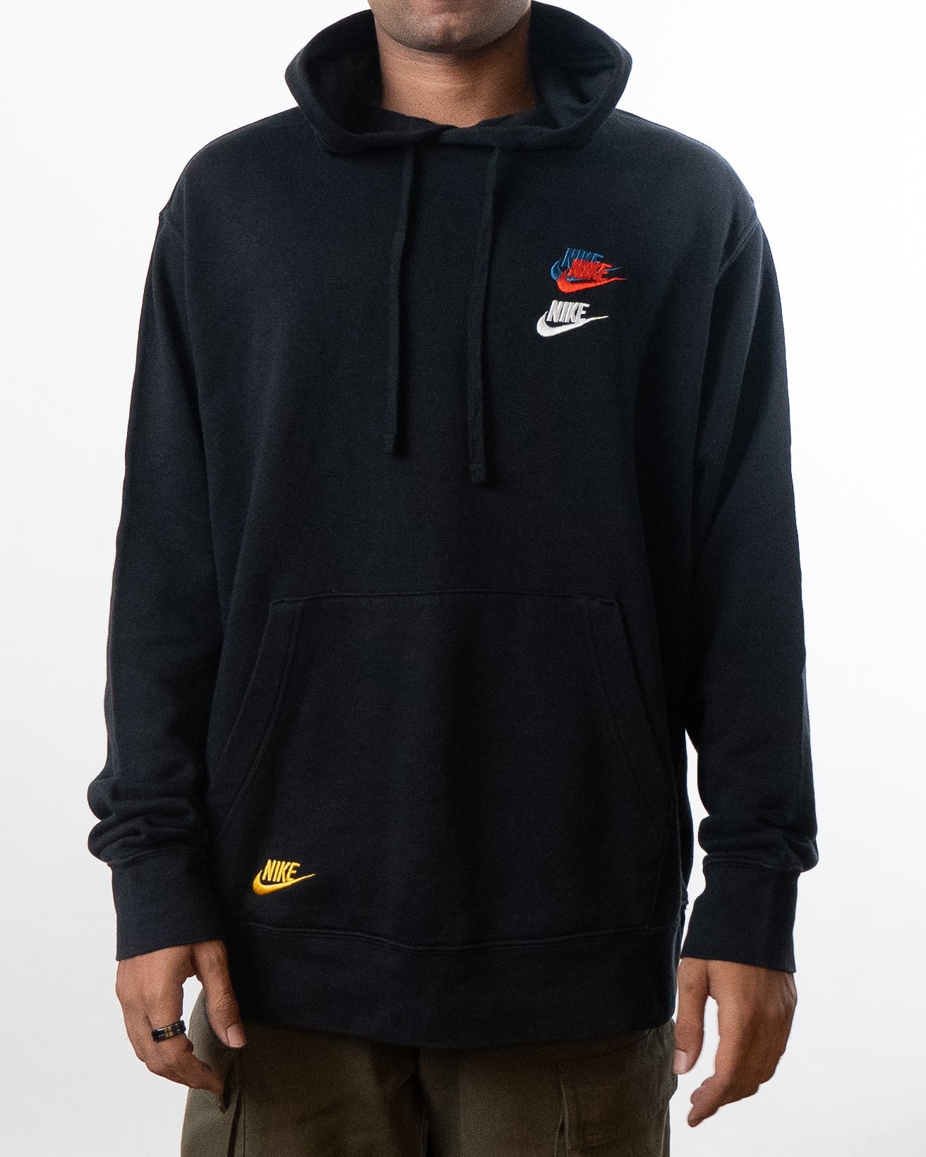 nike black hoodie red tick