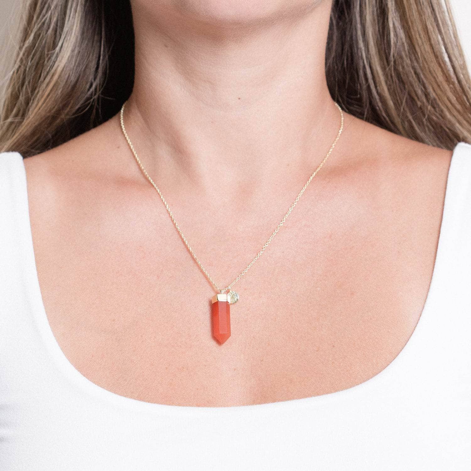 Carnelian Crystal Point Necklace - Main Image