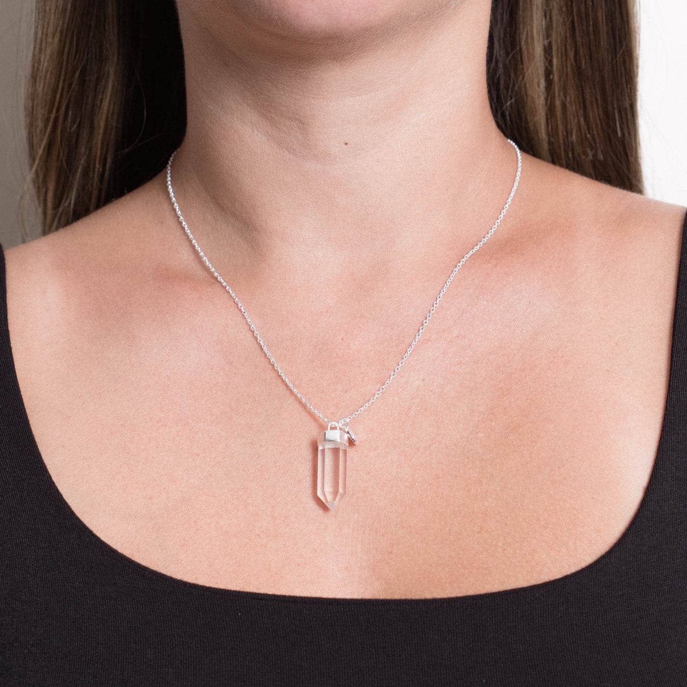 Clear Quartz Crystal Point Necklace