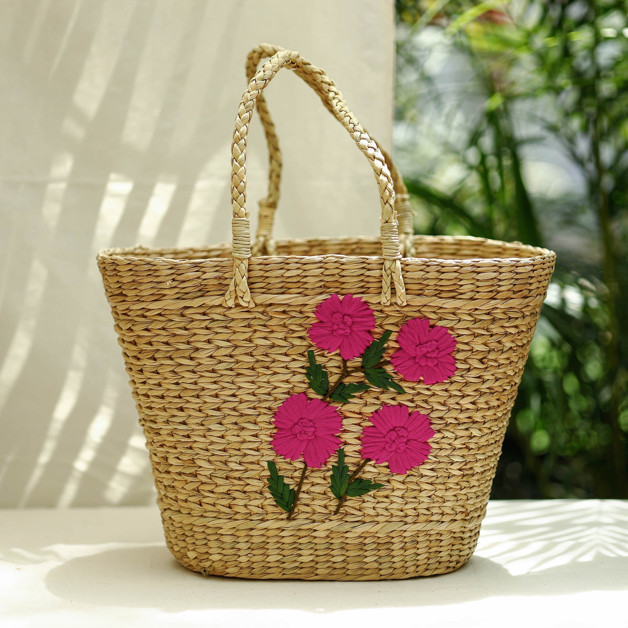 Beige - Handcrafted Natural Water Reed Embroidered Sling Bag 19 main image 0