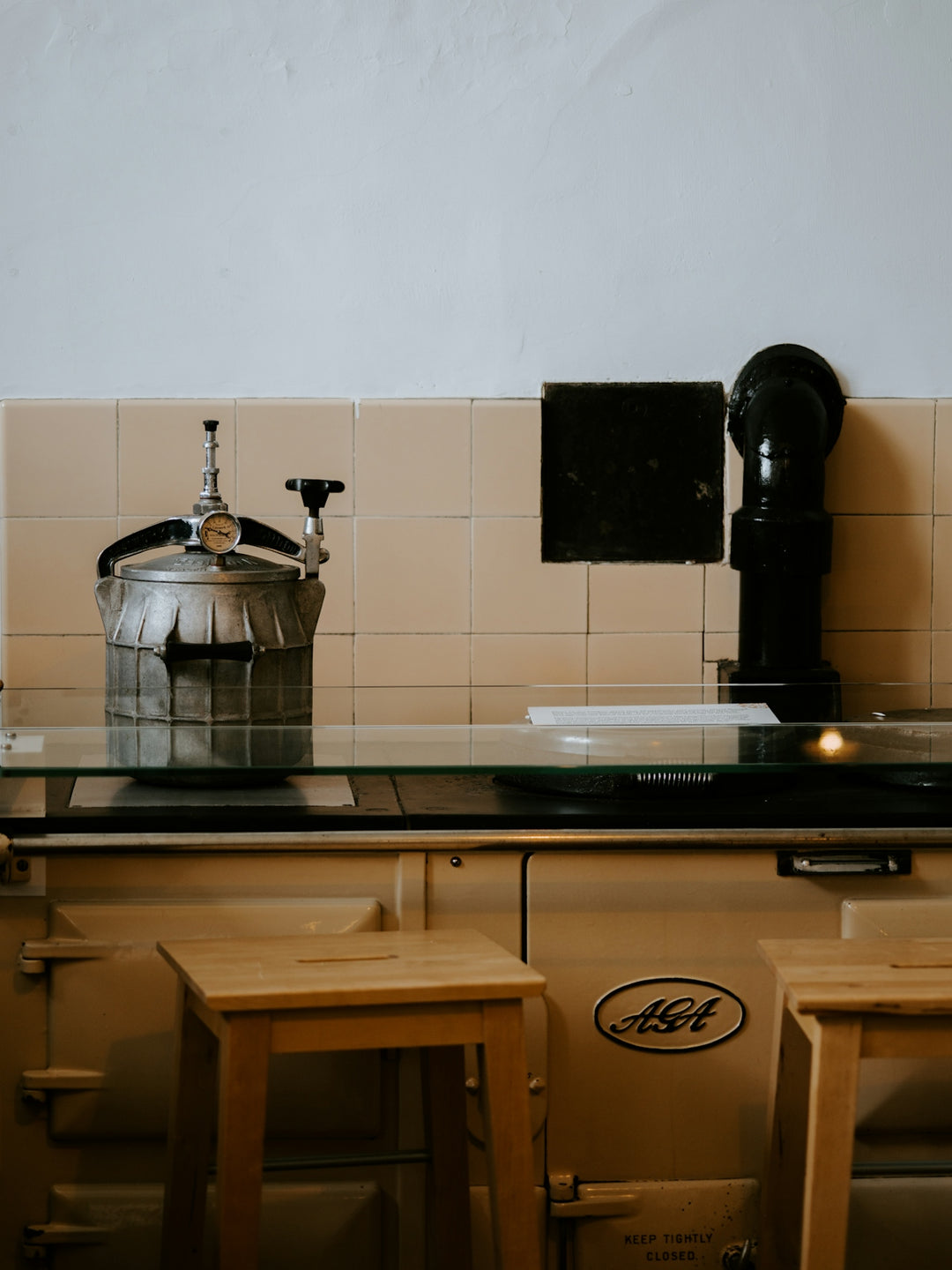 two wooden bar stools near kitchen island