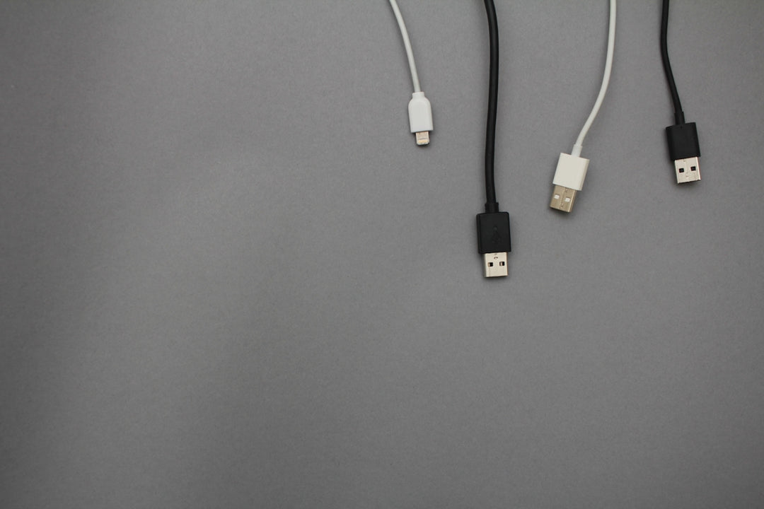 black and white USB data cables