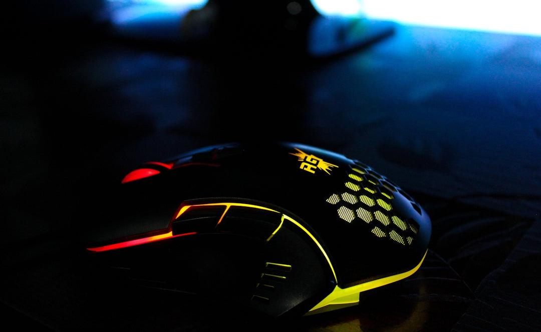 black and yellow gaming mouse
