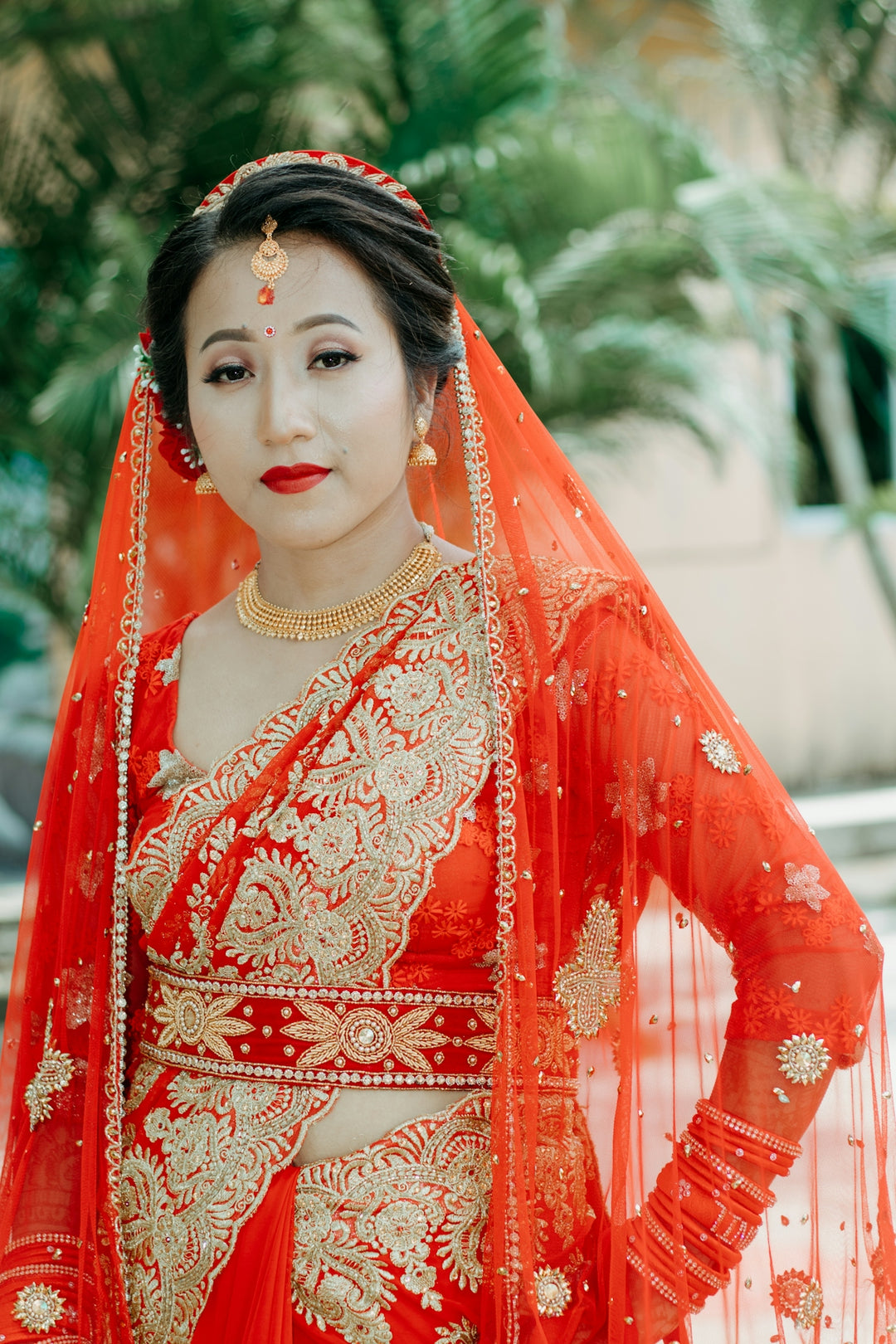 a person in a red dress