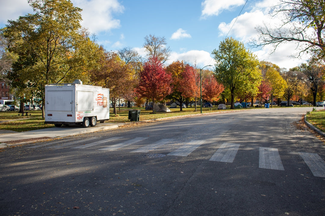 a white truck on a road
