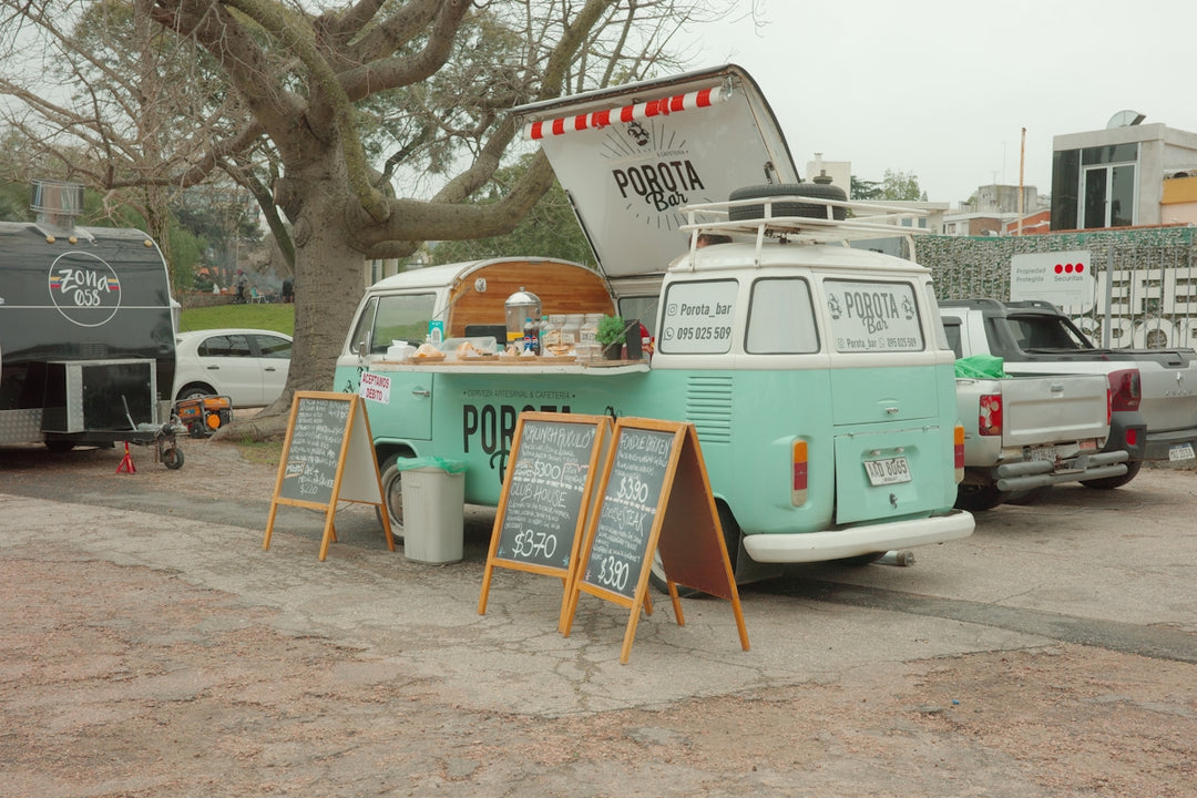 Vintage food truck serving food on the street