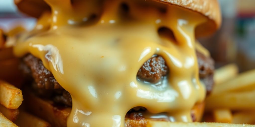 Burgers and fries piled high, looking expensive.
