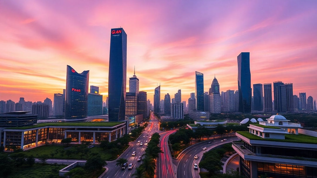Shenzhen skyline with futuristic skyscrapers at dusk