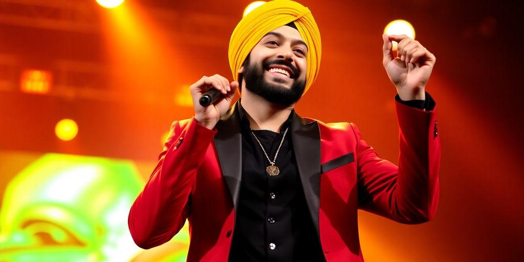 Diljit Dosanjh performing on stage.