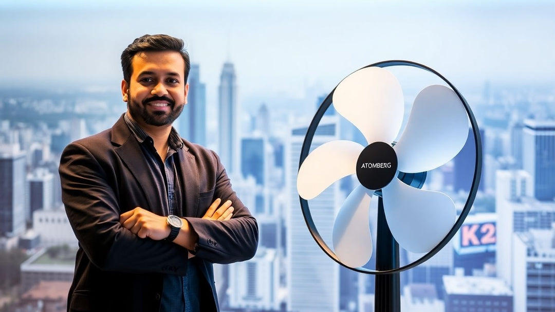 Arindam Paul with an Atomberg fan.