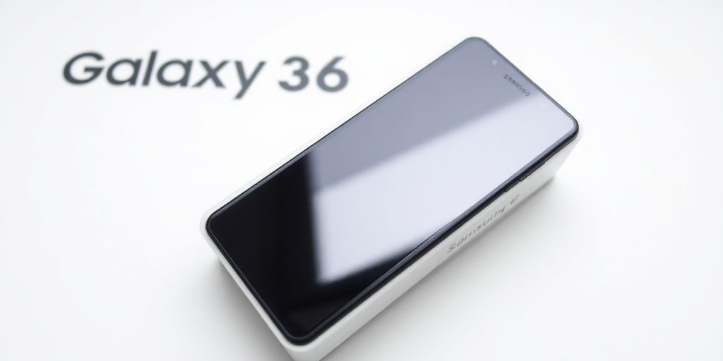 Samsung Galaxy F36 phone in its box.