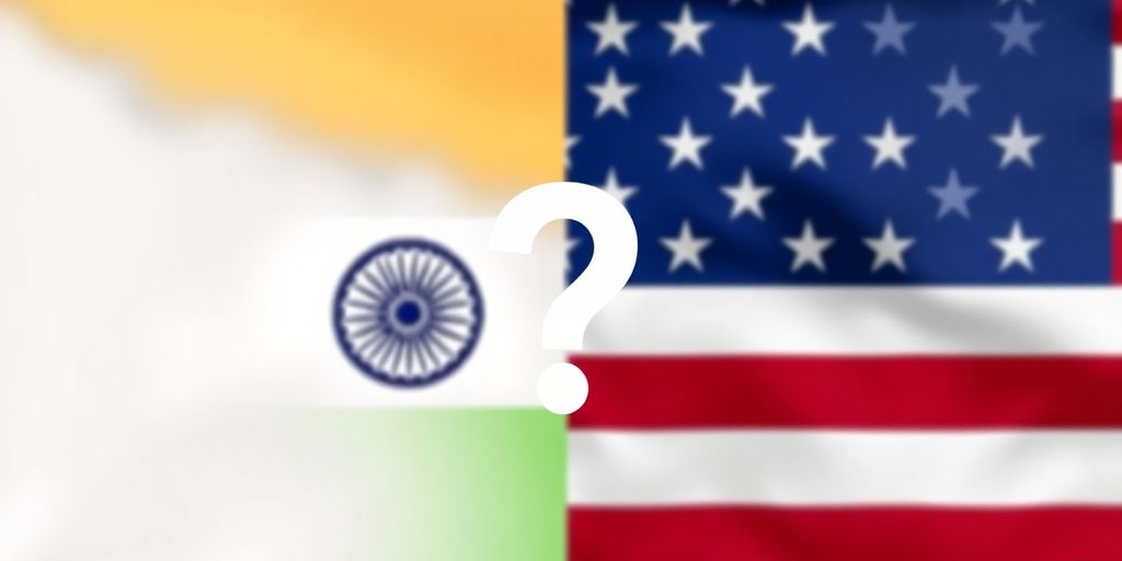 India and US flags contrasted with a large question mark.