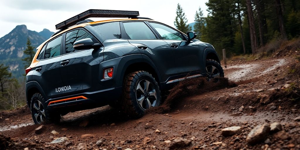 Hyundai Ioniq 5 XRT splashing through muddy off-road forest trail