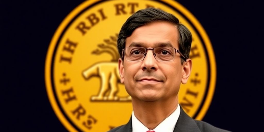 Raghuram Rajan portrait with Indian Rupee symbol.