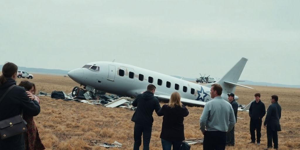 Aircraft debris, grieving families.