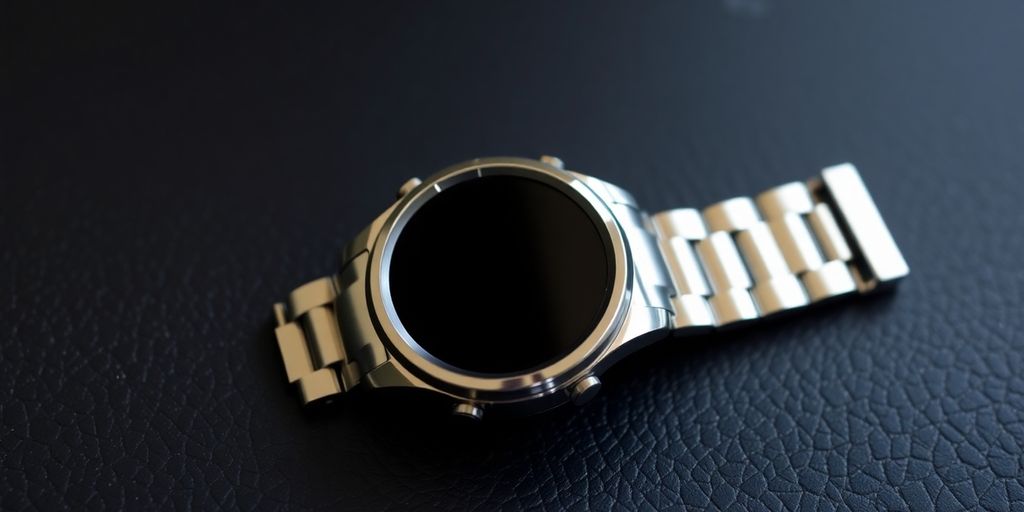Sleek silver Galaxy Watch 8 Classic on a dark surface.