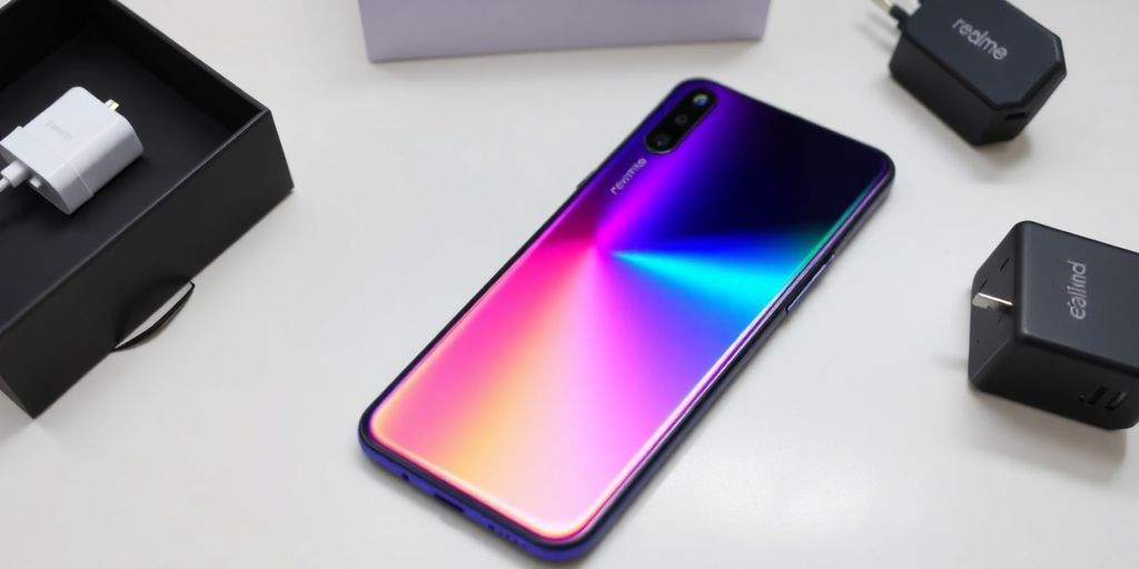 Realme 15 Pro phone and accessories laid out.