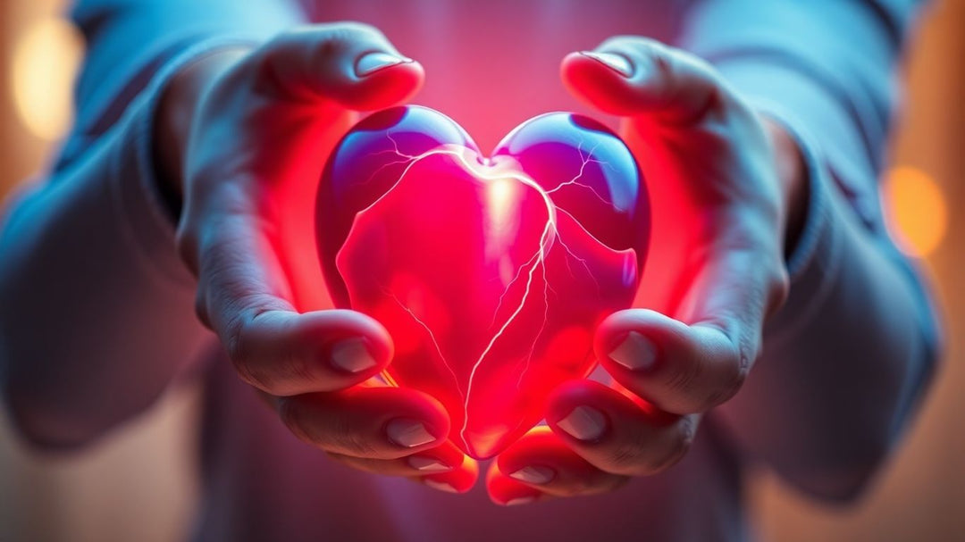 Healthy heart being cradled by hands, suggesting recovery.