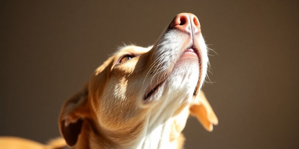 Dog with nose up, sniffing the air.
