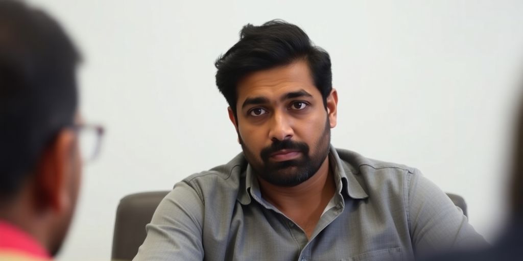 Vijender Chauhan in conversation, looking thoughtful.