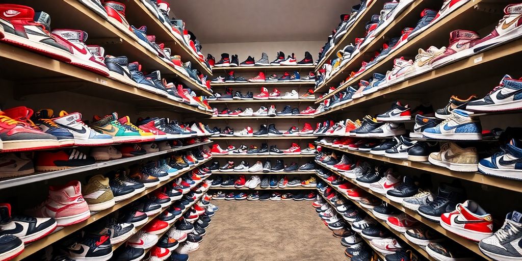 Massive collection of Air Jordan sneakers.