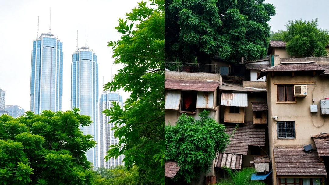 आधुनिक साइबर सिटी और पारंपरिक नाथूपुर के बीच अंतर।