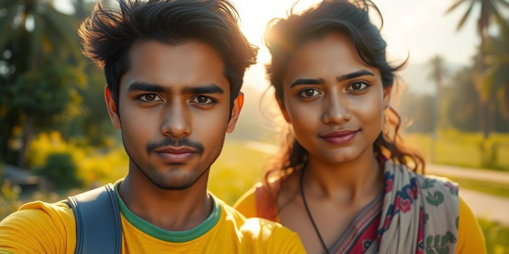 Abhi and Niyu looking determined, with a bright, uplifting background.