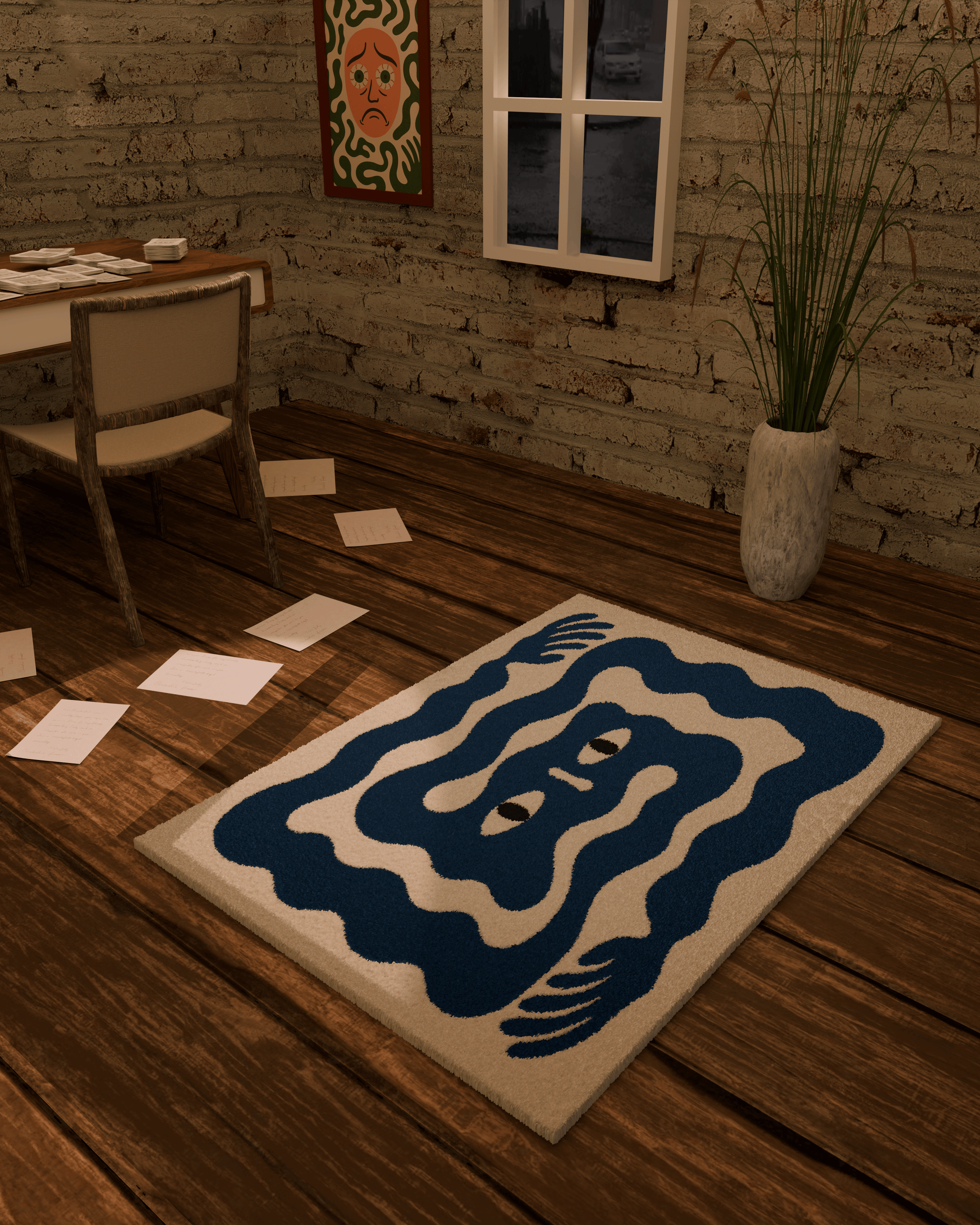 Anxiety hands emotion Tufted Rug