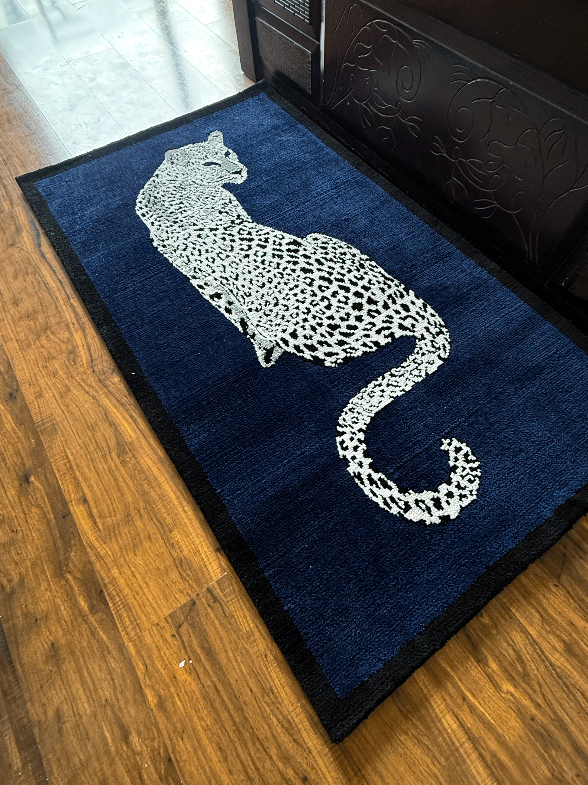 Royal White cheetah Machine Made Rug