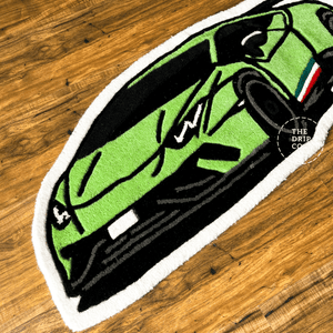 Green Sports Car  Hand Tufted Rug