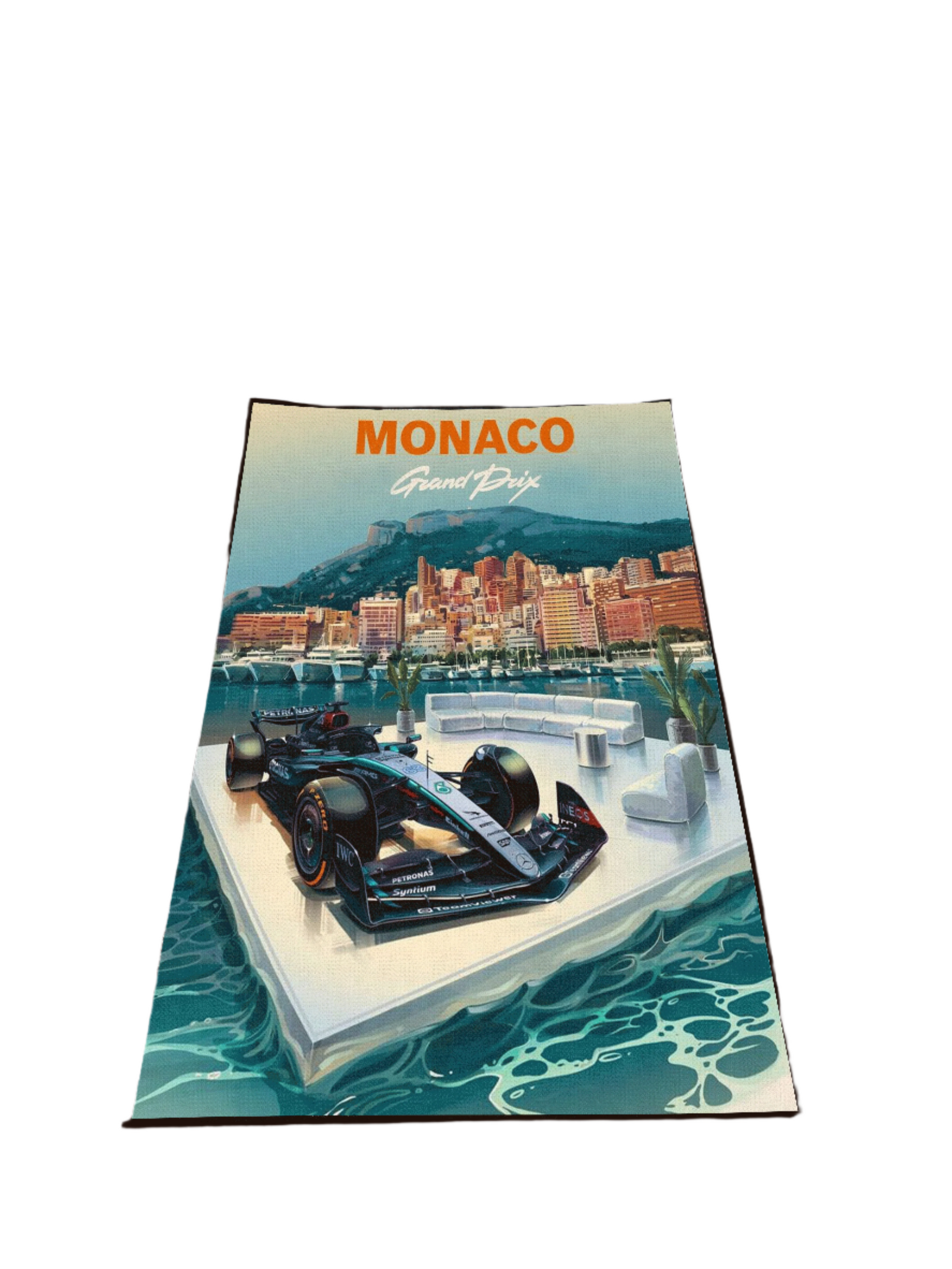 Monaco Fan Art Printed Washable Rug