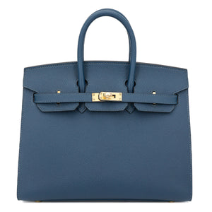HERMÈS Birkin 25 Sellier Bleu de Prusse (7P) Epsom Gold hardware