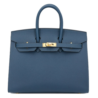HERMÈS Birkin 25 Sellier Bleu de Prusse (7P) Epsom Gold hardware