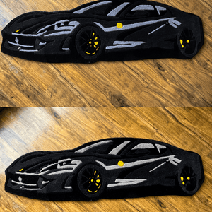 Black super Car Hand Tufted Rug