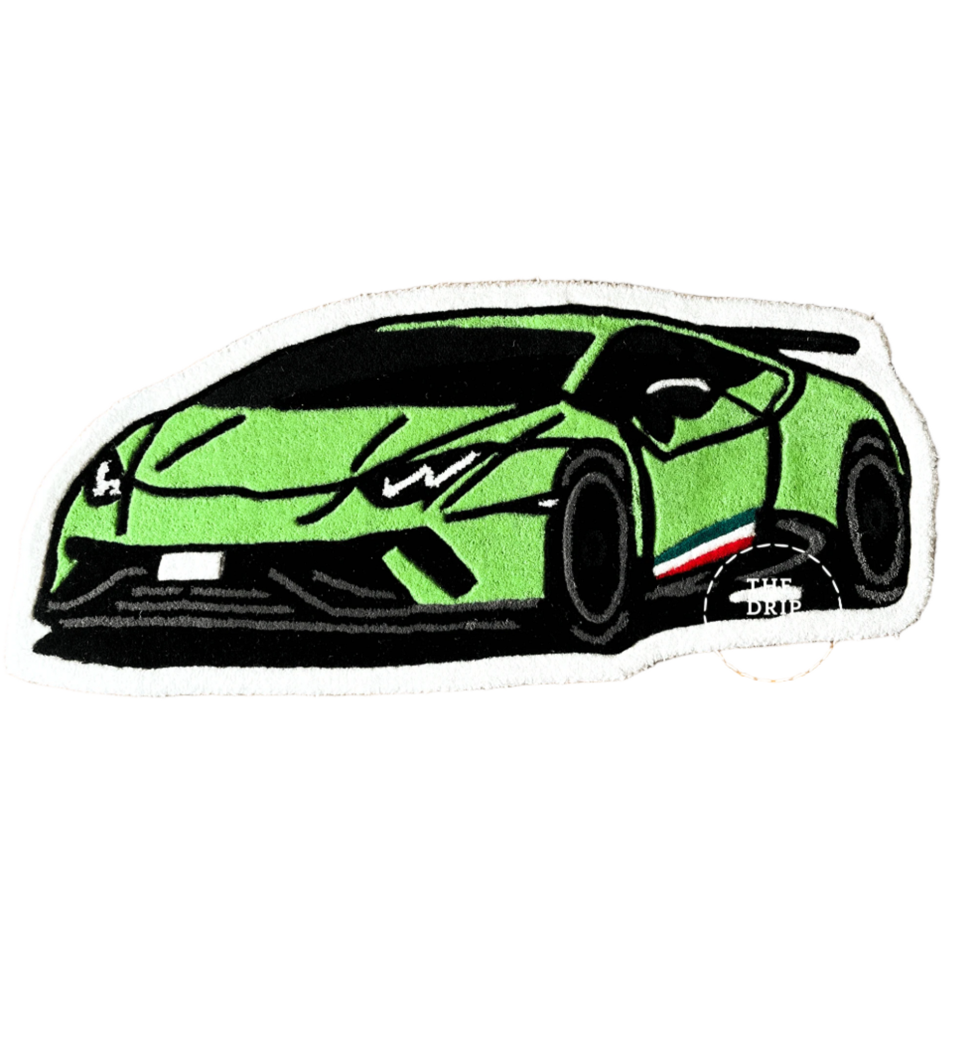 Green Sports Car  Hand Tufted Rug