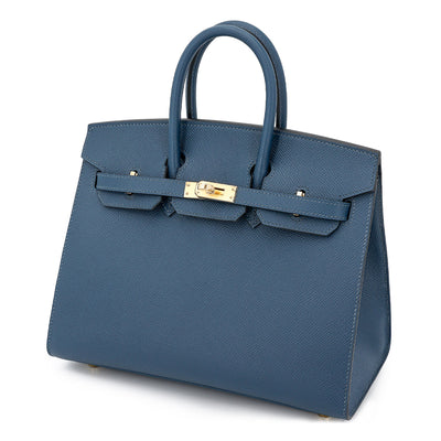 HERMÈS Birkin 25 Sellier Bleu de Prusse (7P) Epsom Gold hardware