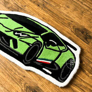 Green Sports Car  Hand Tufted Rug