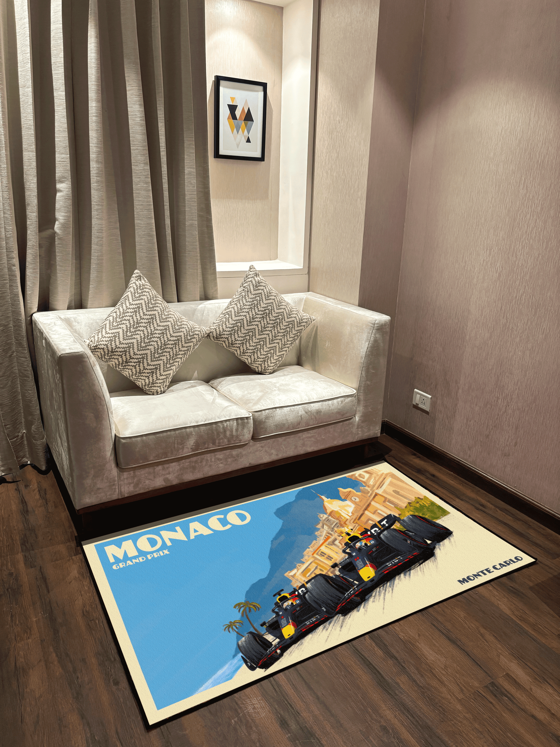 Monaco Fan art Printed Washable Rug
