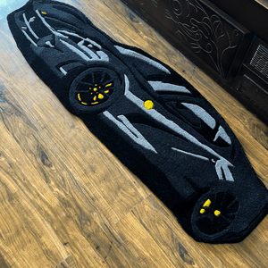 Black super Car Hand Tufted Rug