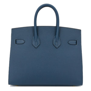 HERMÈS Birkin 25 Sellier Bleu de Prusse (7P) Epsom Gold hardware