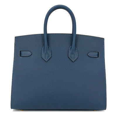 HERMÈS Birkin 25 Sellier Bleu de Prusse (7P) Epsom Gold hardware