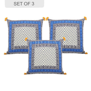 Blue Jaipuri Block Print Cotton Cushion Cover