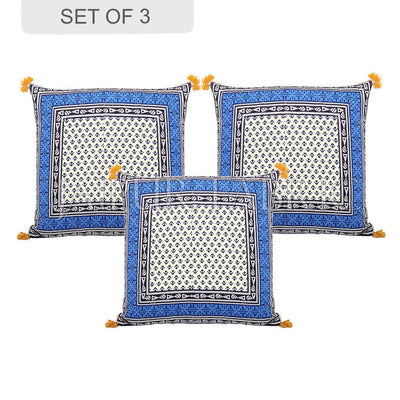 Blue Jaipuri Block Print Cotton Cushion Cover