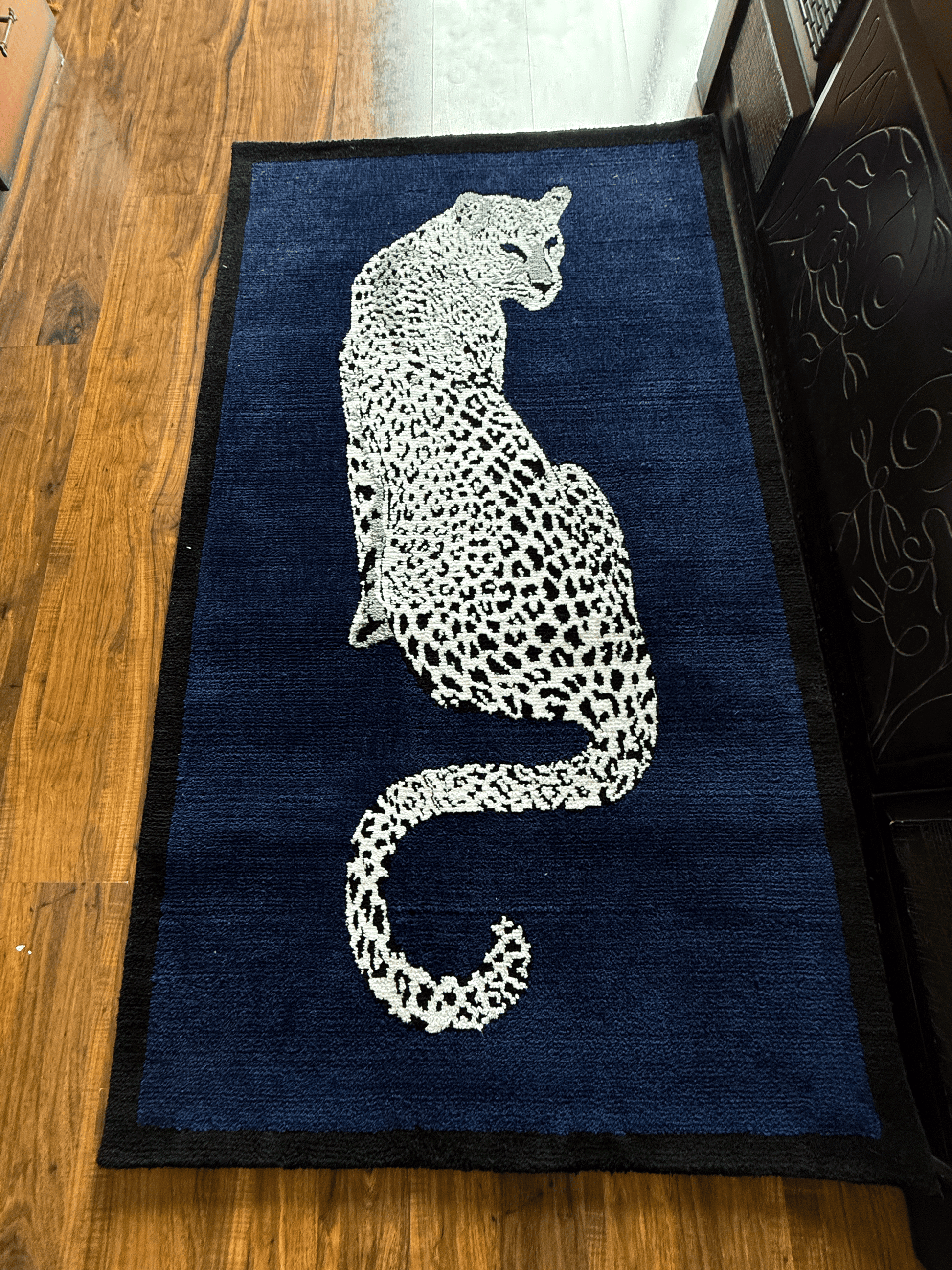 Royal White cheetah Machine Made Rug