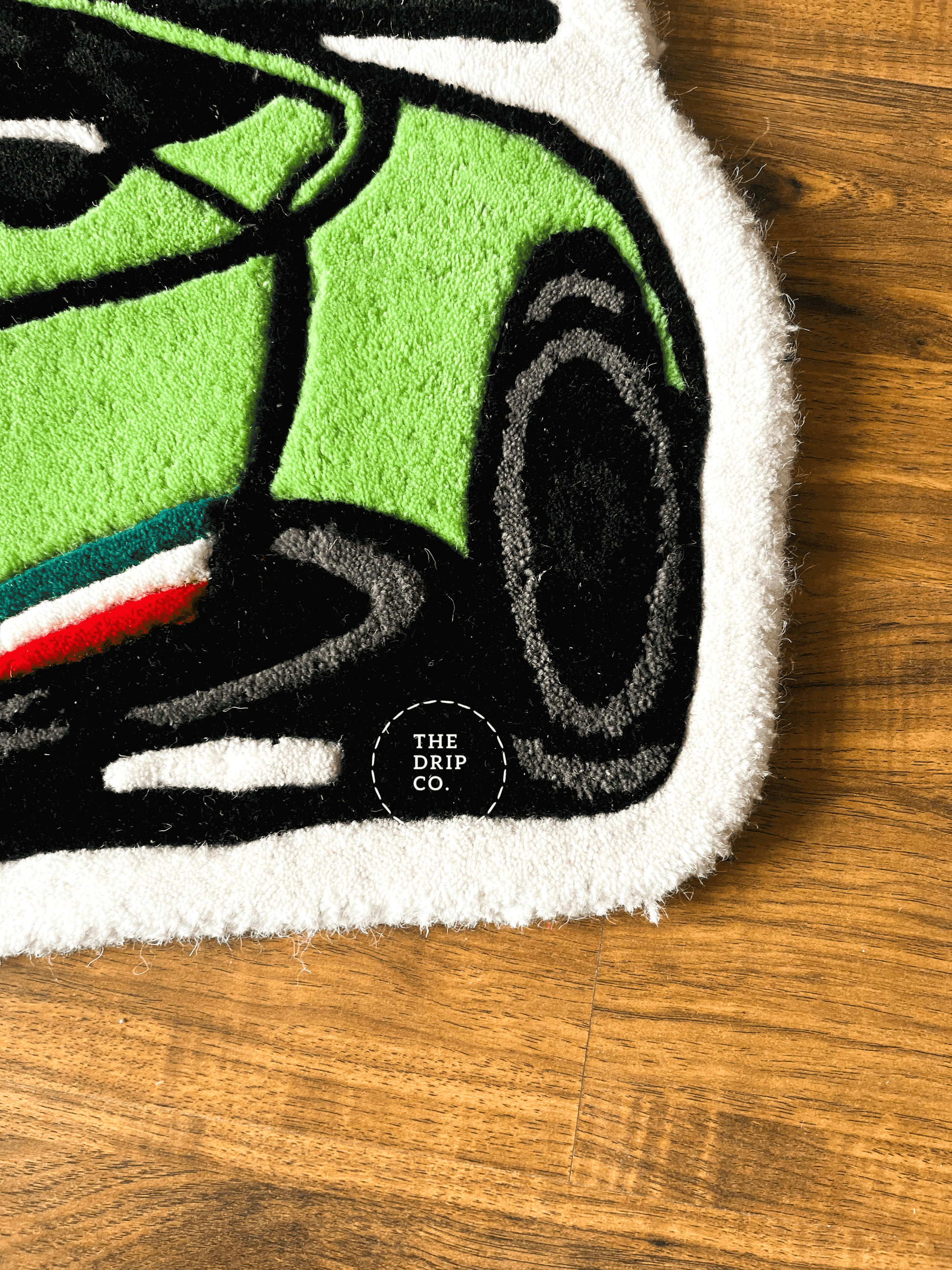 Green Sports Car  Hand Tufted Rug