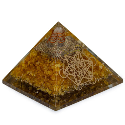 STUDIO VAIDIK Citrine Orgonite Pyramid Decorative Showpiece
