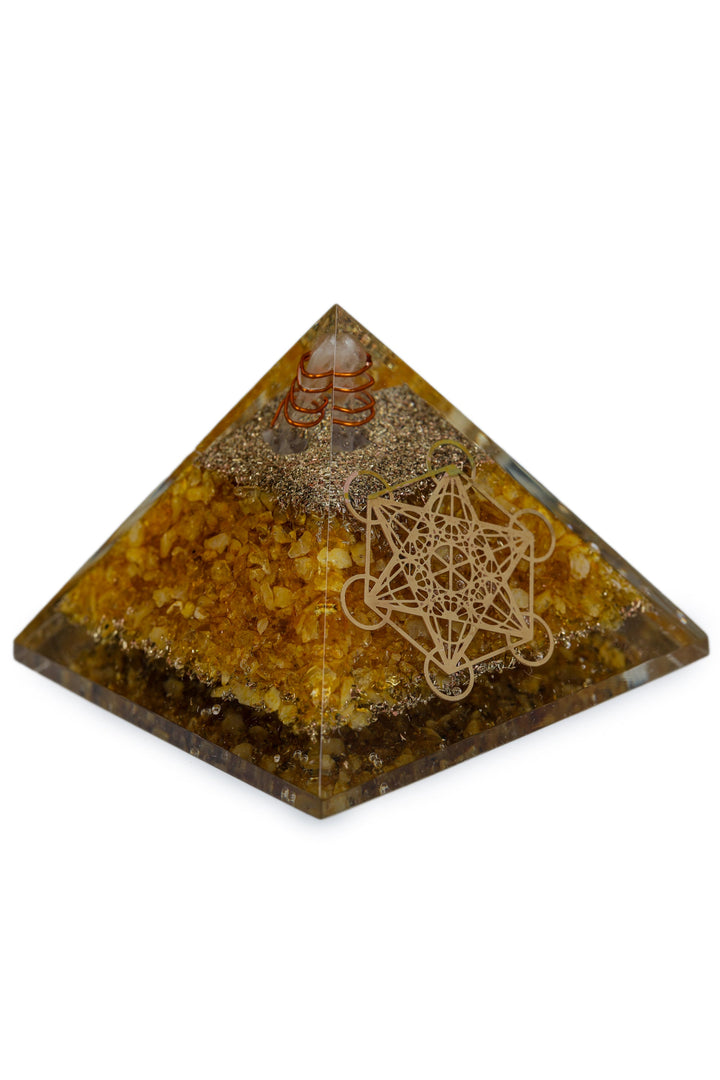 STUDIO VAIDIK Citrine Orgonite Pyramid Decorative Showpiece