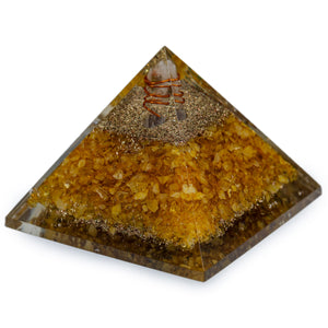 STUDIO VAIDIK Citrine Orgonite Pyramid Decorative Showpiece
